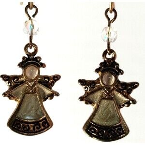Angel Earrings Pearlescent and Gold Tone